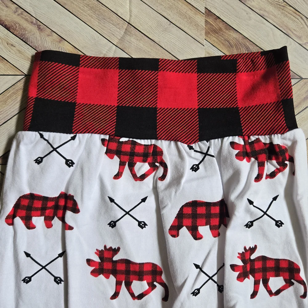 My 1st Christmas Red Bodysuit Moose Plaid Pants Hat 3Pc Holiday Photo Set 6-9M